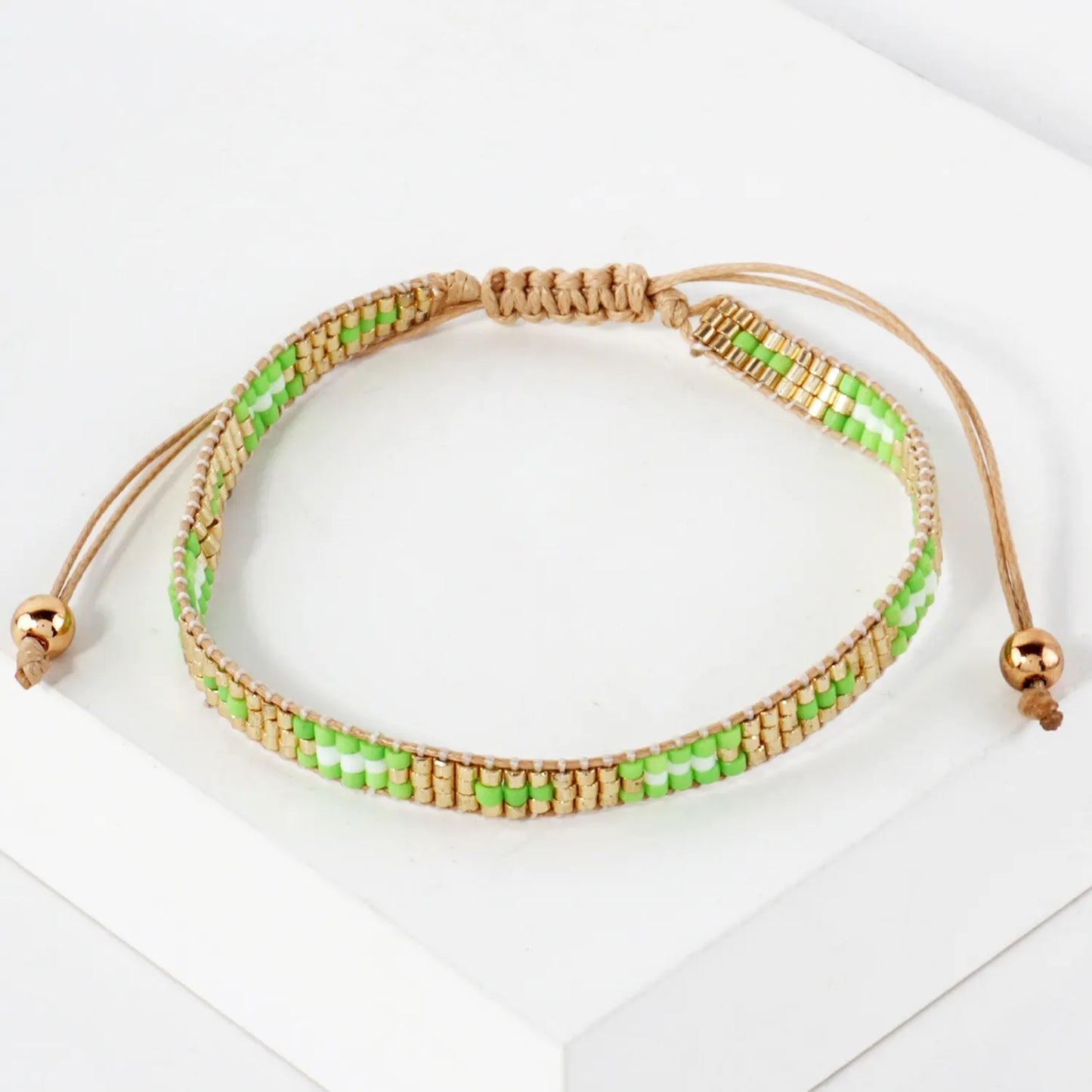 5mm Wide Seed-Beaded Adjustable Pull-Tie Bracelet