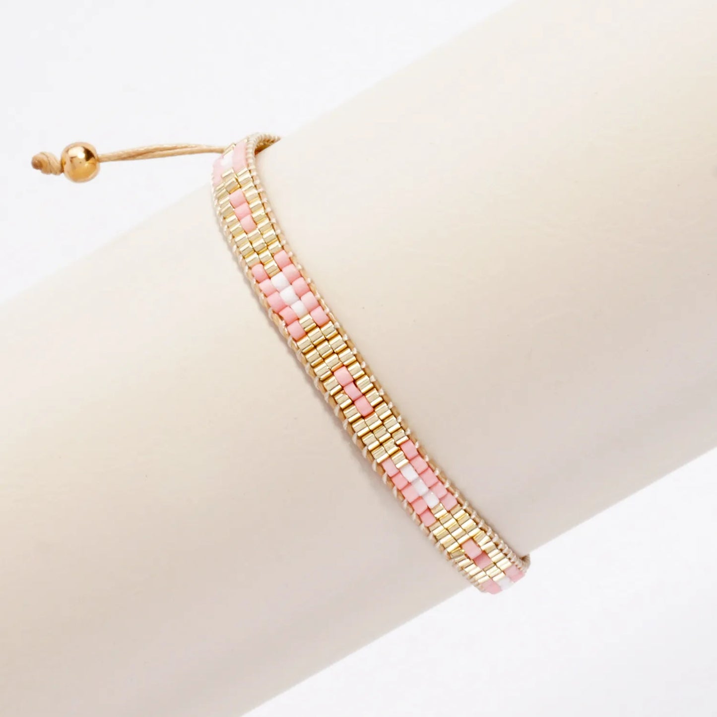 5mm Wide Seed-Beaded Adjustable Pull-Tie Bracelet