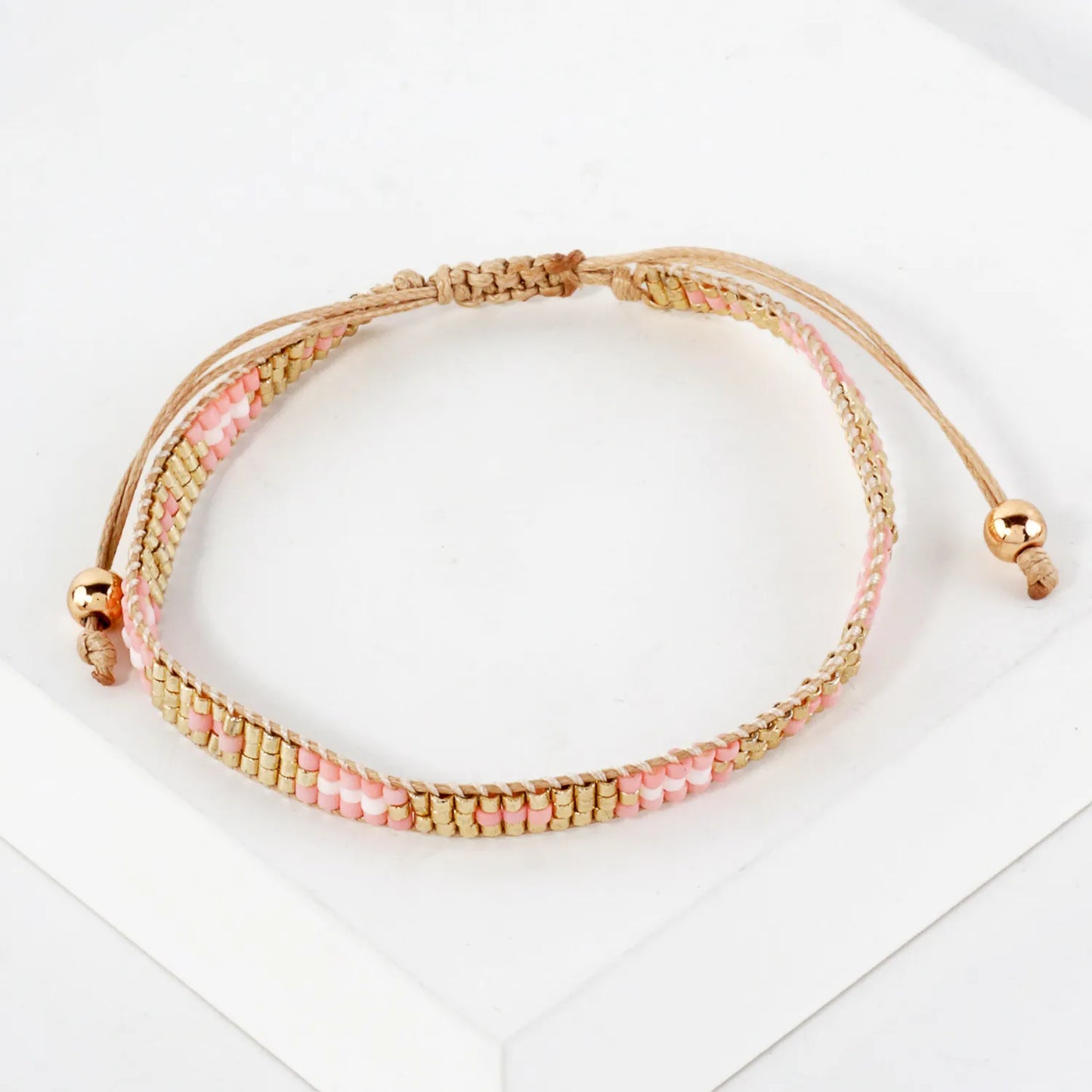 5mm Wide Seed-Beaded Adjustable Pull-Tie Bracelet