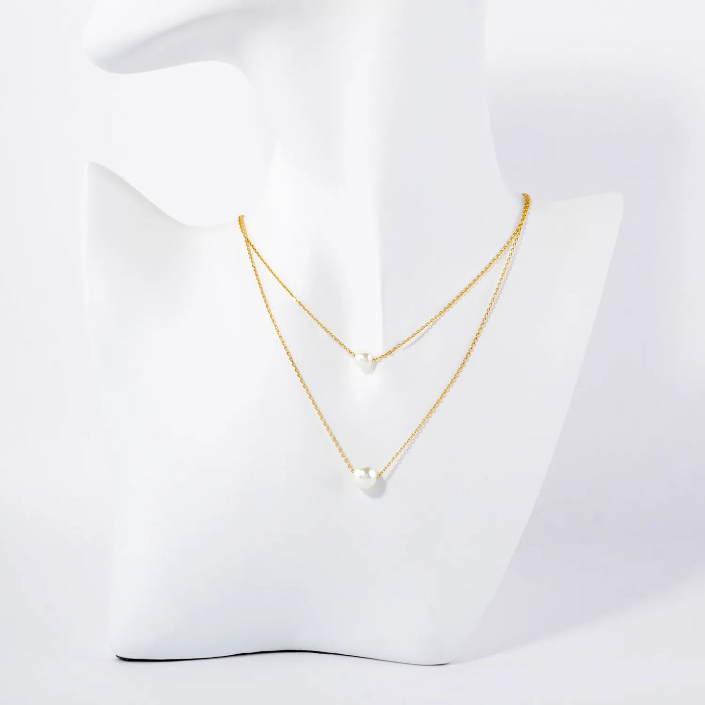6-8mm Pearl Pendant 18K-Gold-Dipped Layered Necklace