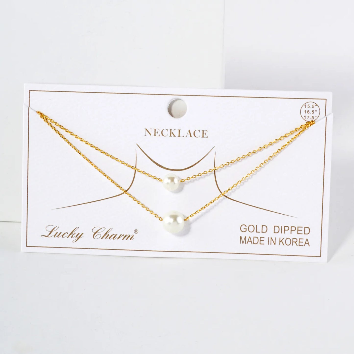 6-8mm Pearl Pendant 18K-Gold-Dipped Layered Necklace