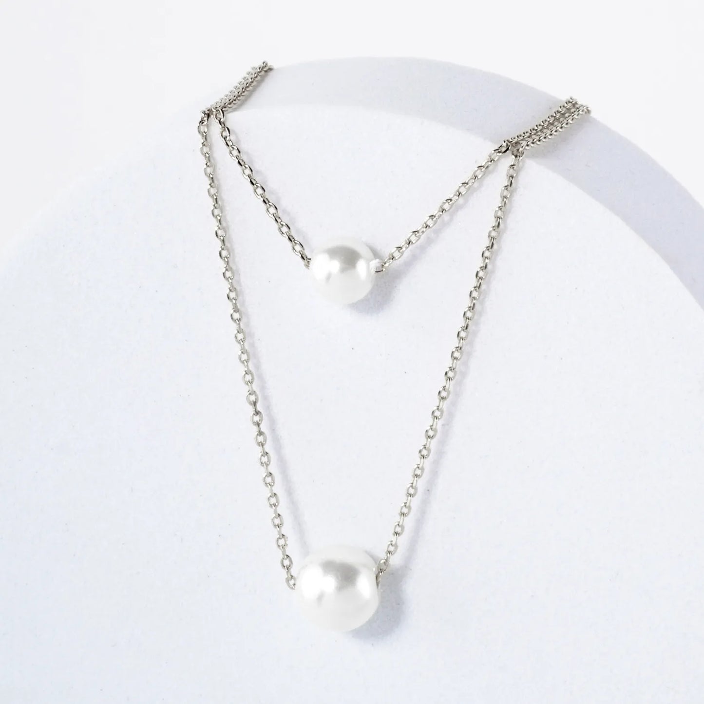 6-8mm Pearl Pendant 18K-Gold-Dipped Layered Necklace
