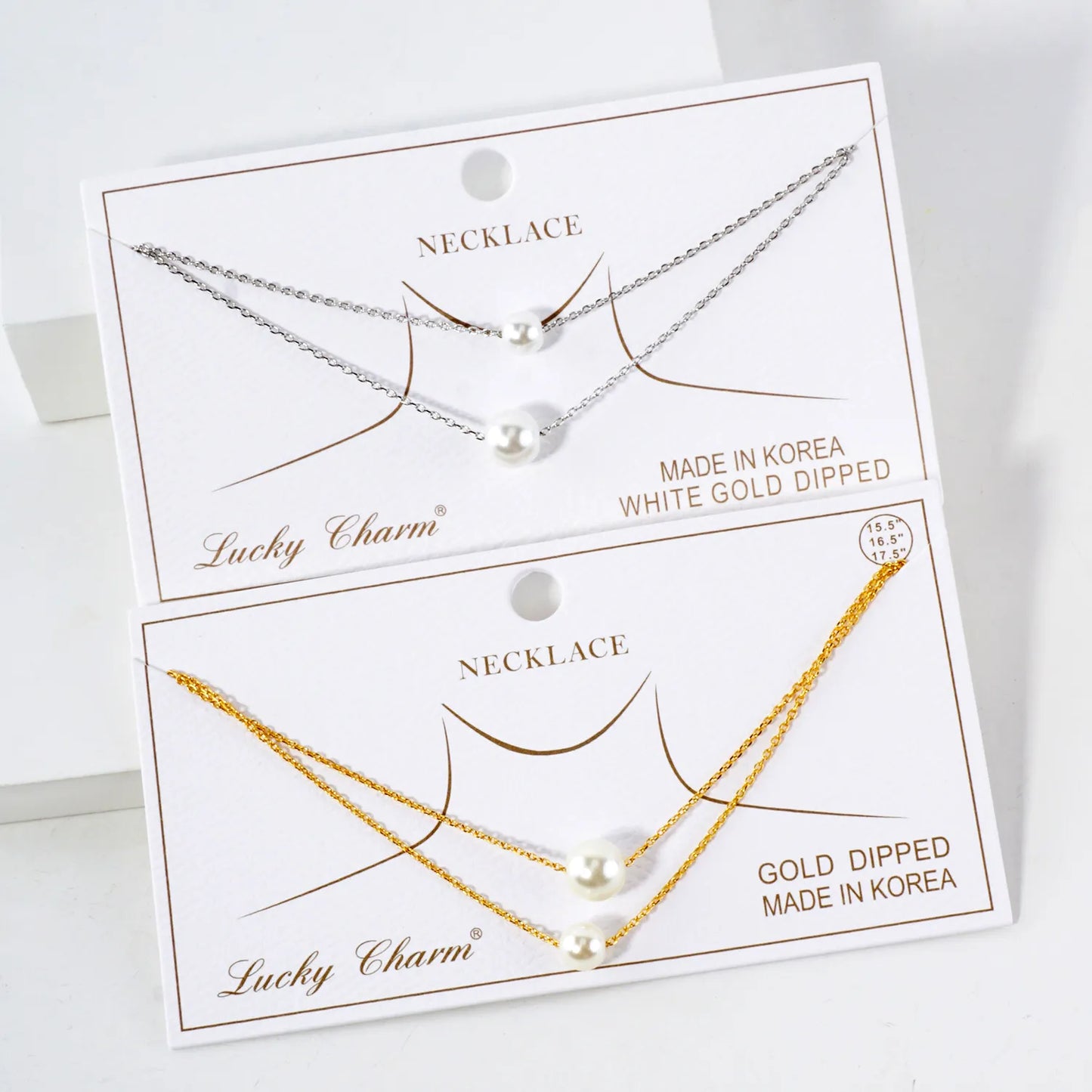 6-8mm Pearl Pendant 18K-Gold-Dipped Layered Necklace