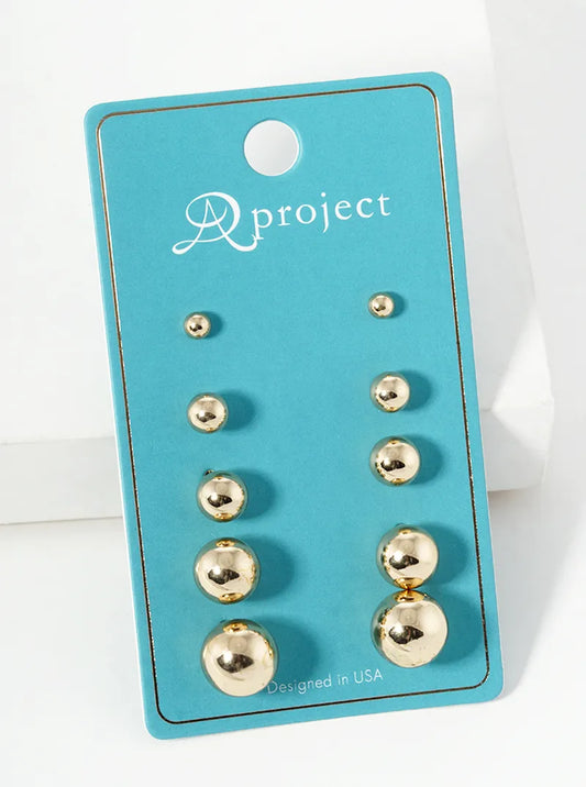 6 Pairs Earrings Set Ball Studs