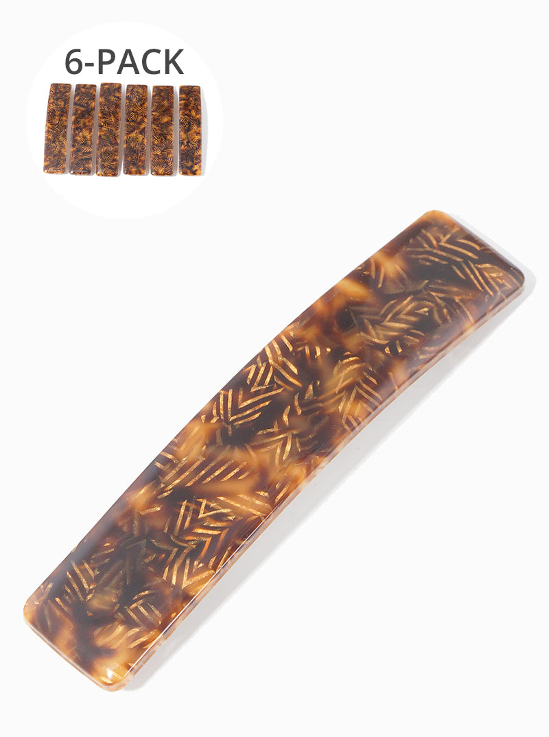 6-piece Curved Bar Acetate Hair Clip Set