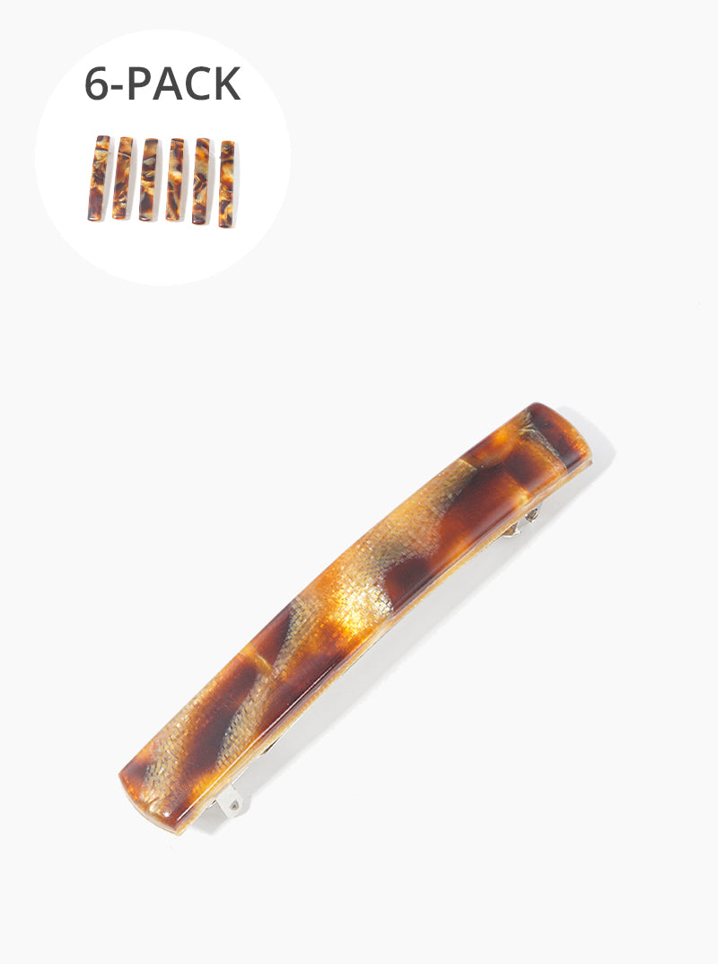 6-piece Curved Bar Acetate Hair Clips Set