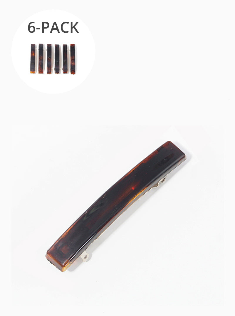 6-piece Curved Bar Acetate Hair Clips Set