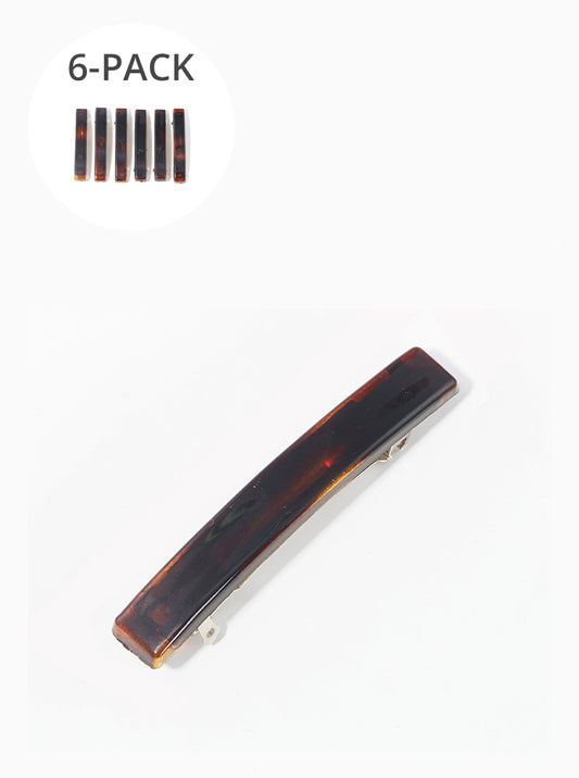 6-piece Curved Bar Acetate Hair Clips Set