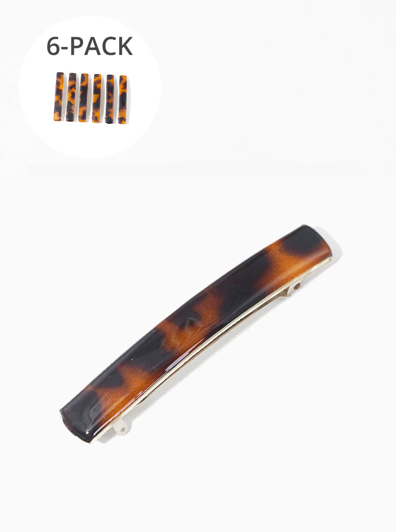 6-piece Curved Bar Acetate Hair Clips Set