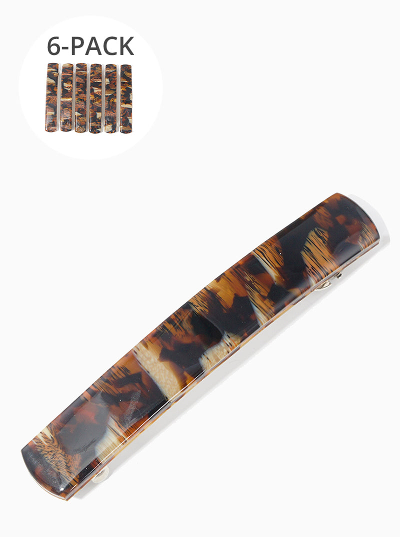 6-piece Curved Bar Acetate Hair Clips Set