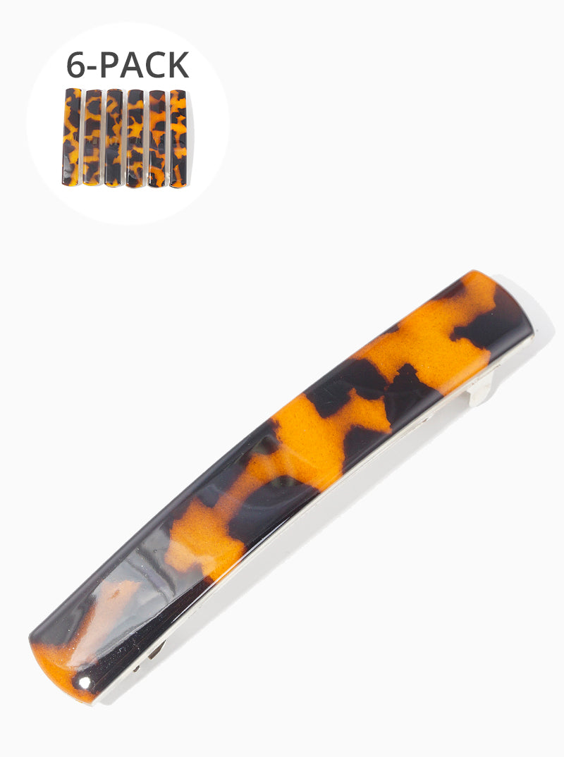 6-piece Curved Bar Acetate Hair Clips Set