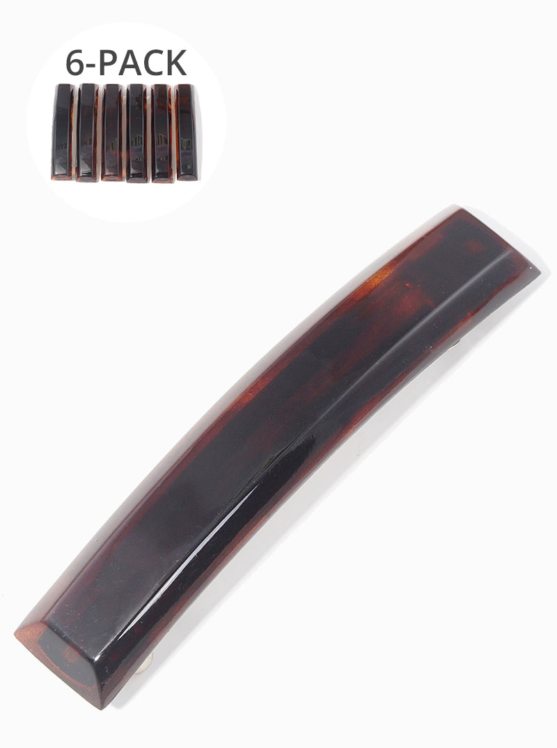 6-piece Curved Bar Faceted Acetate Hair Clips Set