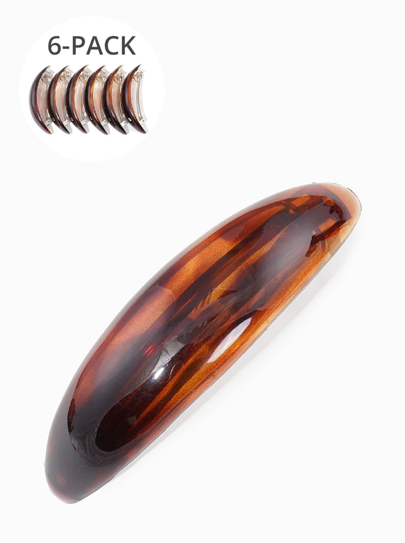 6-piece Curved Marquise Acetate Hair Clips Set