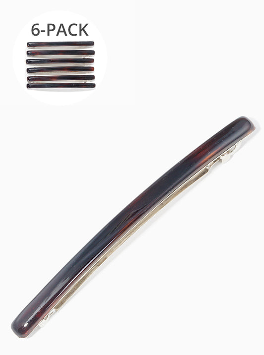 6-piece Curved Thin Bar Acetate Hair Clips Set