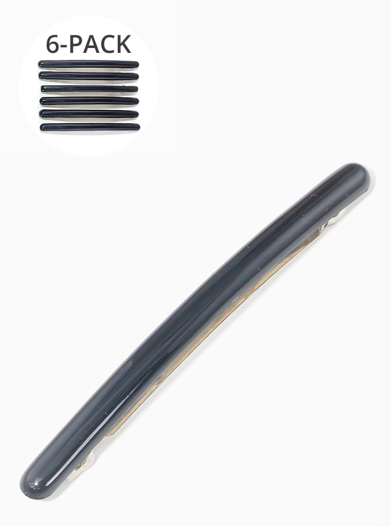 6-piece Curved Thin Bar Acetate Hair Clips Set