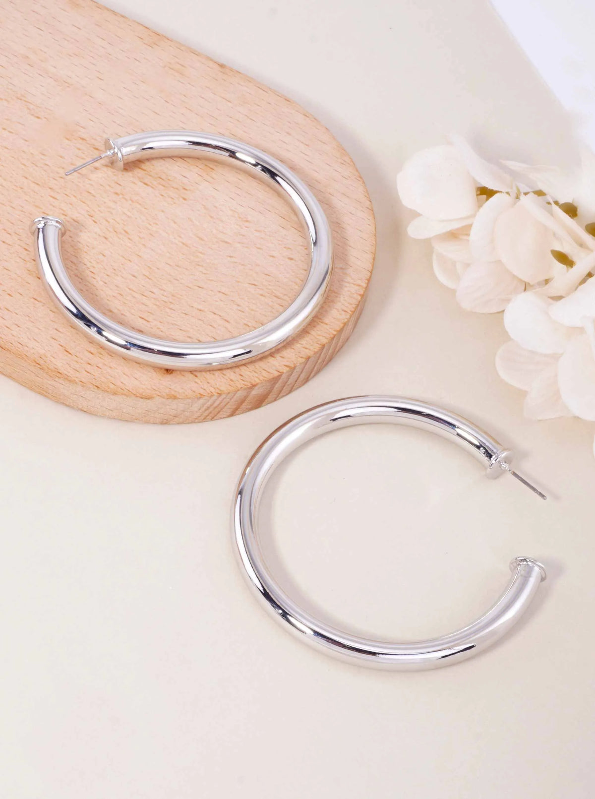 60-mm Elegant Large Post Back Hoop Earrings