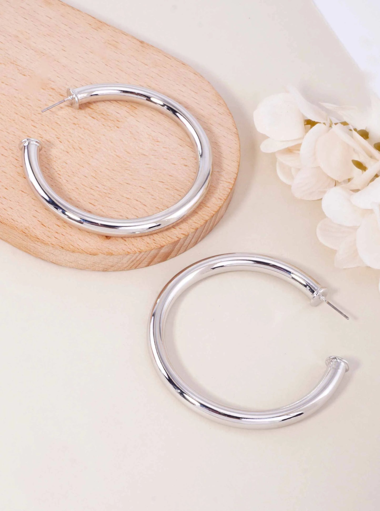 60-mm Elegant Large Post Back Hoop Earrings
