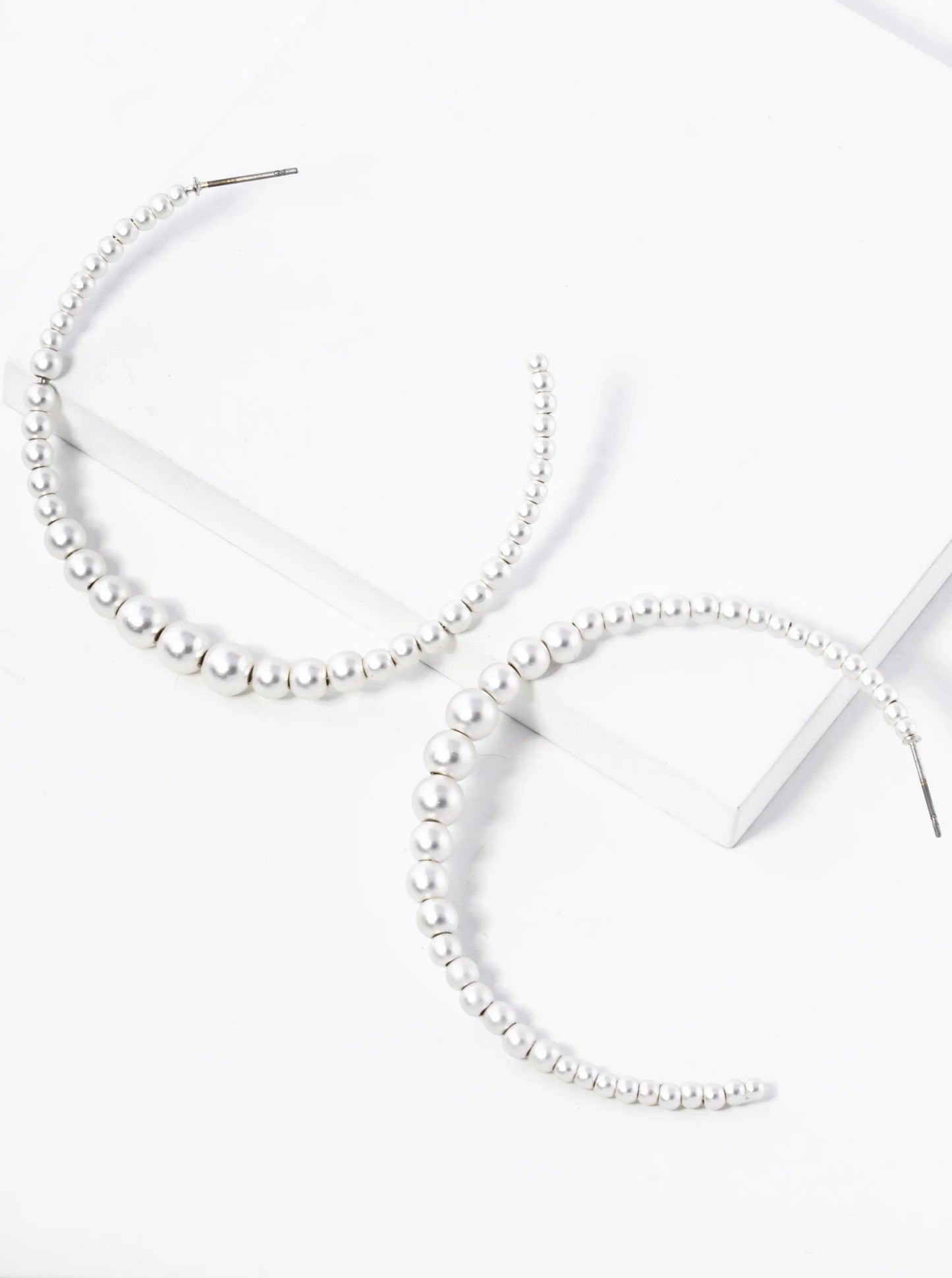 60mm Graduated Metallic Ball Beaded Hoop Earrings