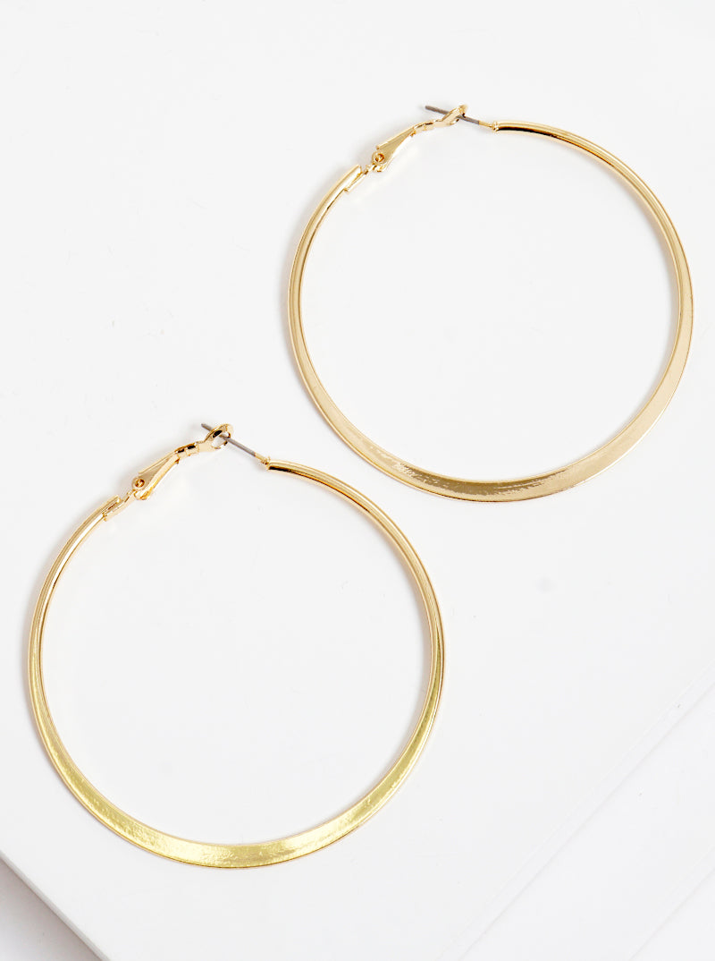 60mm Metal Hoop Earrings With Flat Center