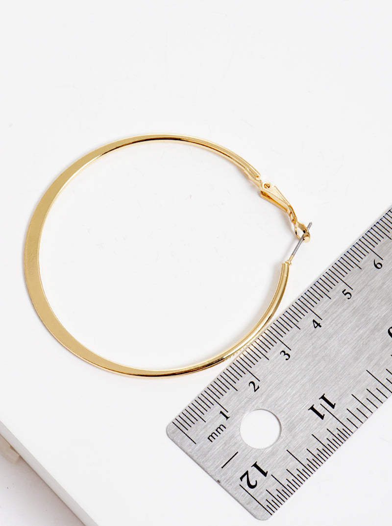 60mm Metal Hoop Earrings With Flat Center