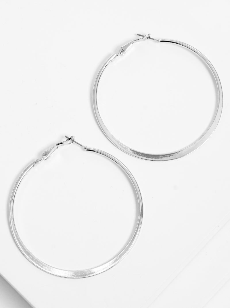 60mm Metal Hoop Earrings With Flat Center