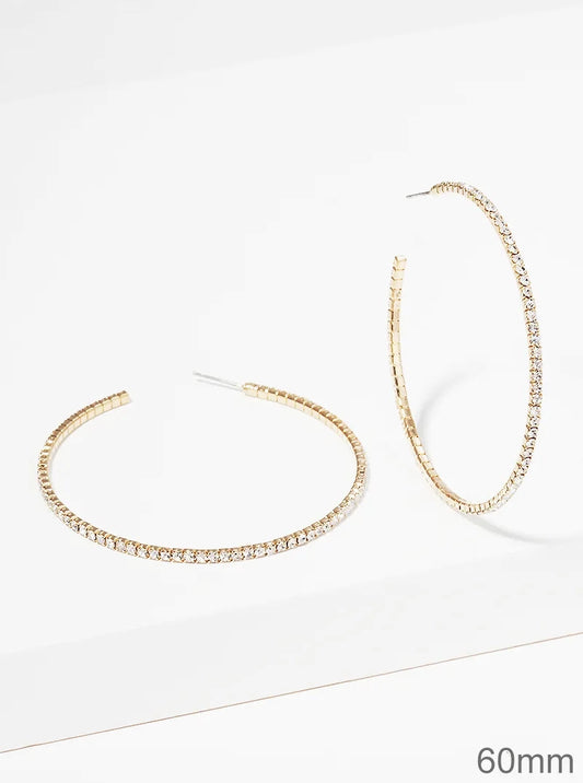 60mm Rhinestone Open Hoop Earrings