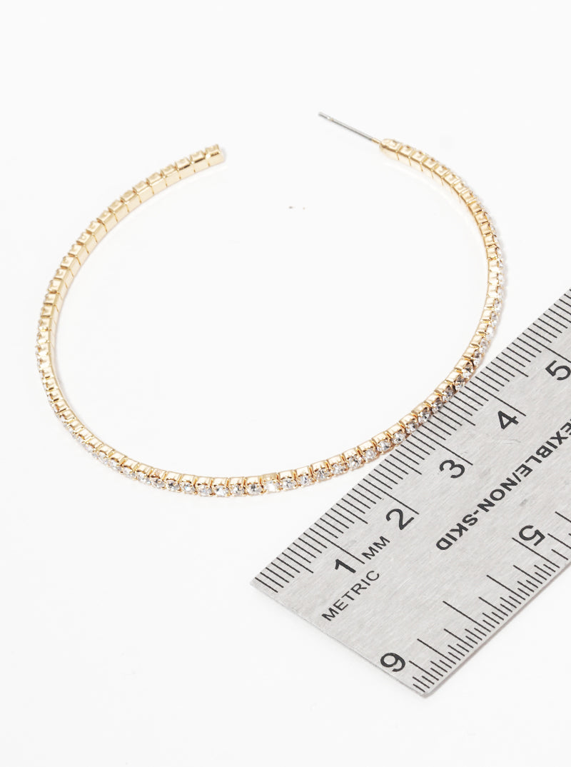 60mm Rhinestone Open Hoop Earrings