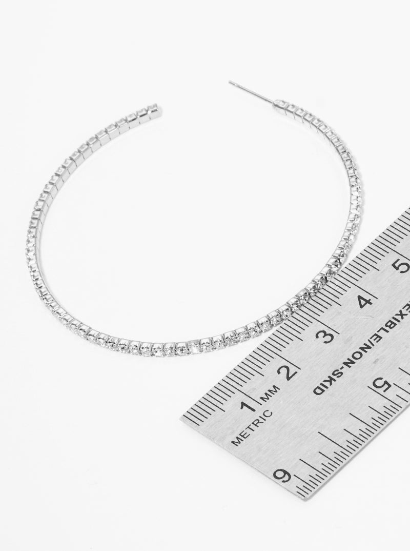 60mm Rhinestone Open Hoop Earrings