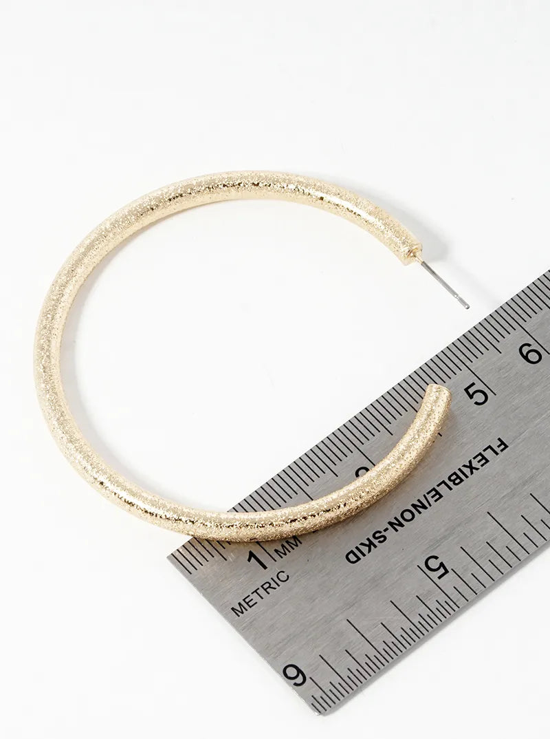 60mm Shimmering Texture Brass Hoop Earrings