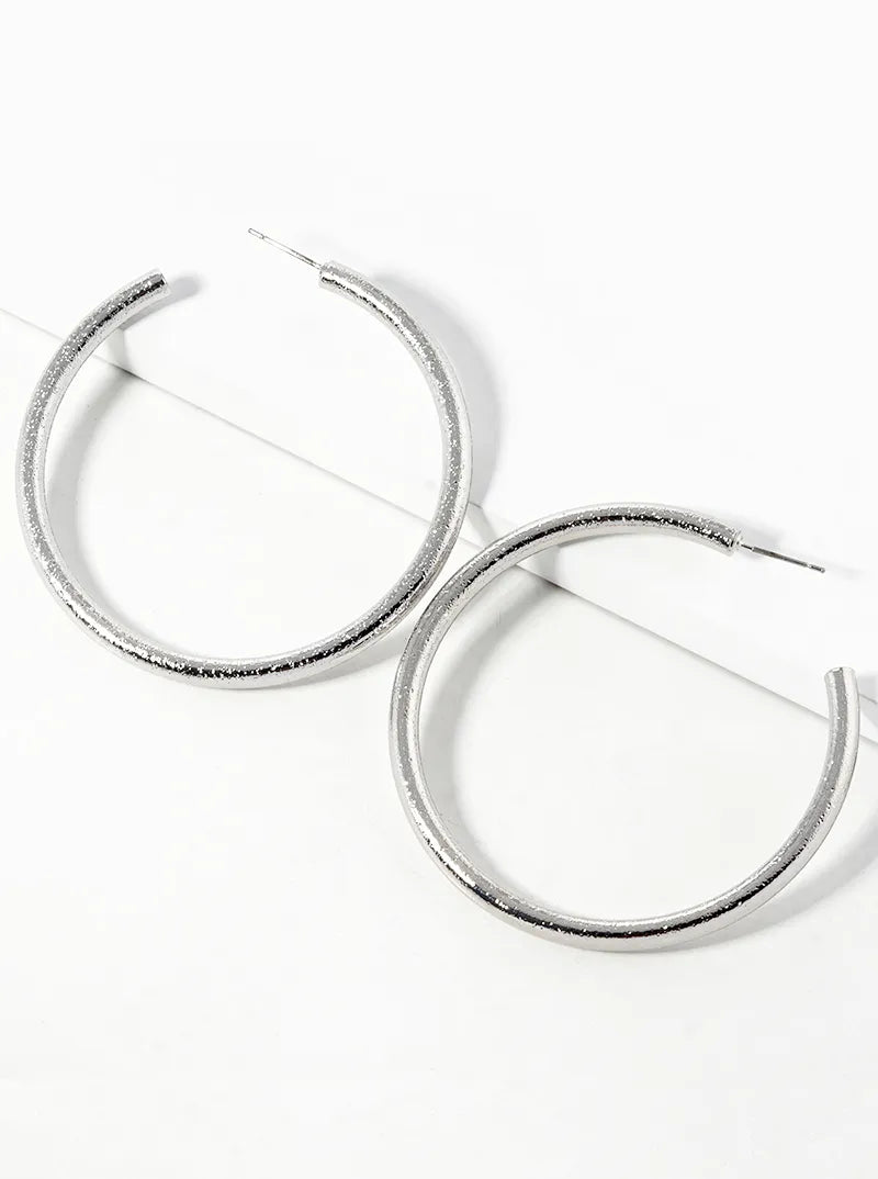 60mm Shimmering Texture Brass Hoop Earrings