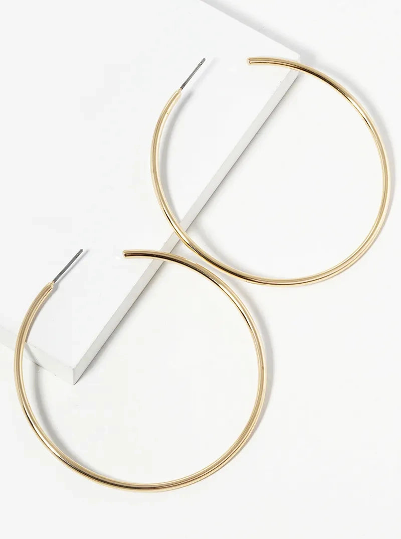 60mm Skinny Brass Hoop Earrings