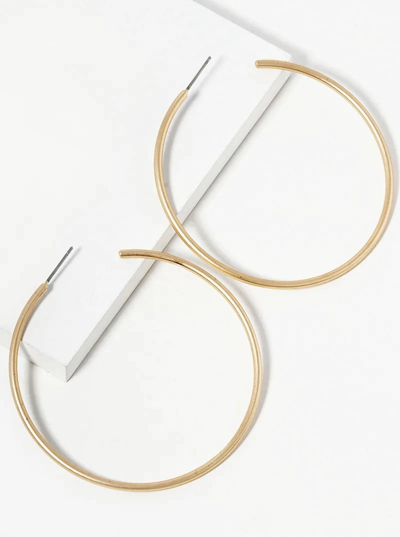 60mm Skinny Brass Hoop Earrings