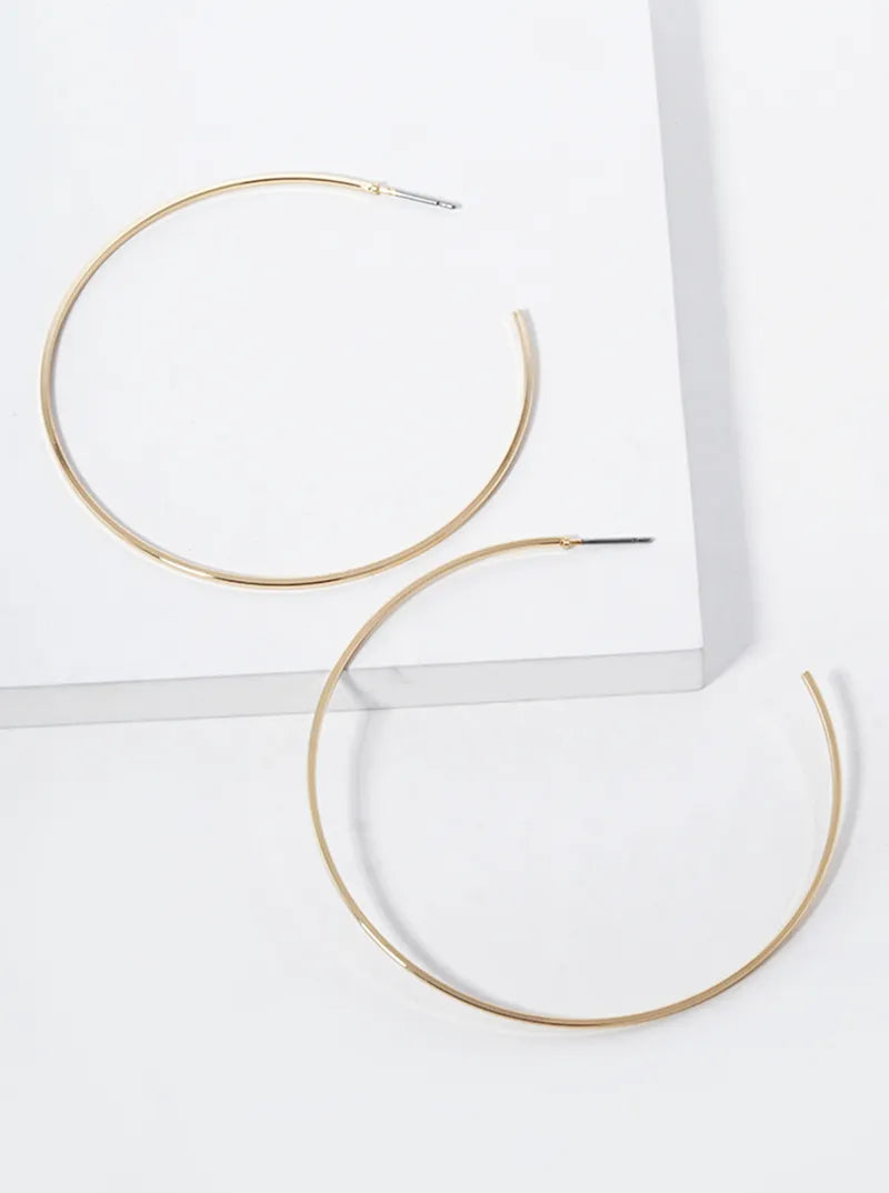 60mm Skinny Brass Open Hoop Earrings