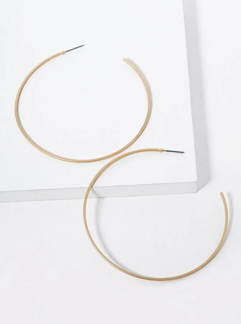 60mm Skinny Brass Open Hoop Earrings