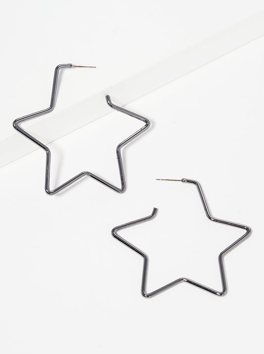 60mm Metal Celestial Stars Hoop Earrings