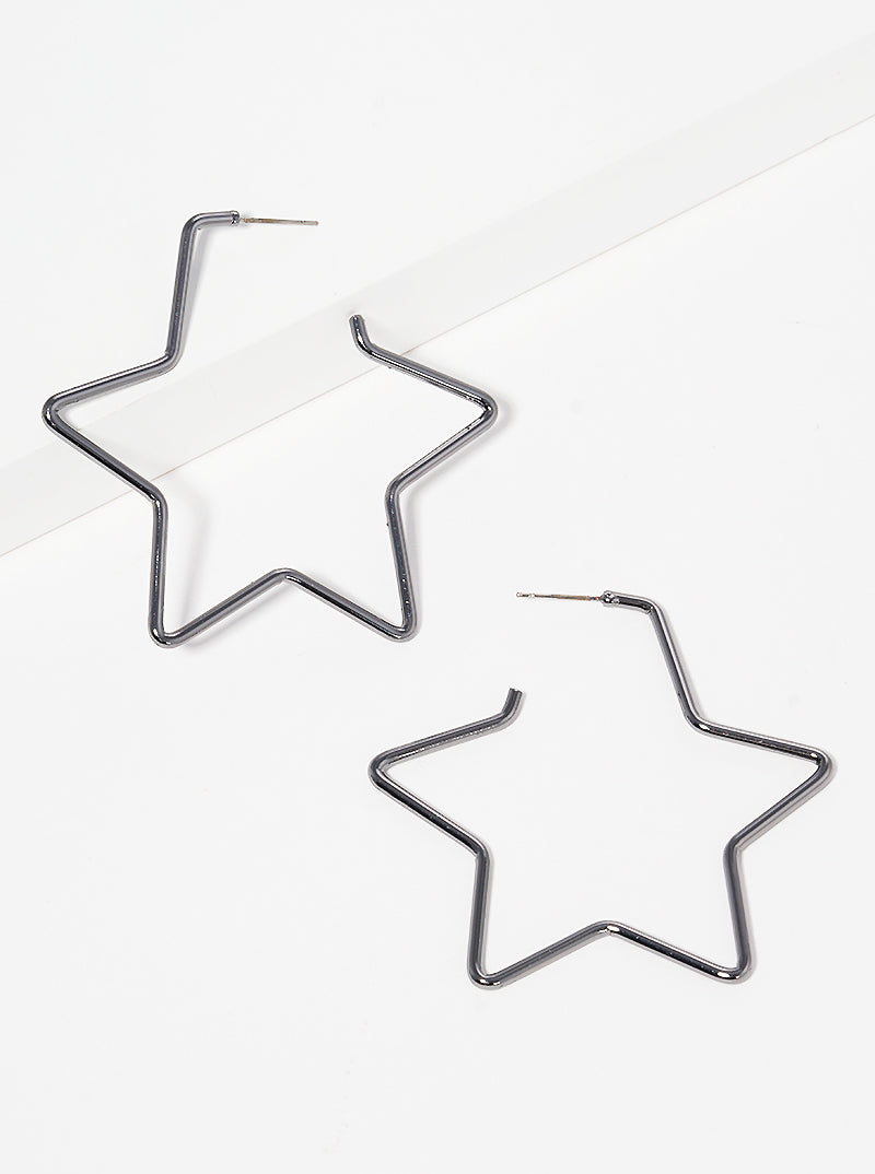 60mm Metal Celestial Stars Hoop Earrings