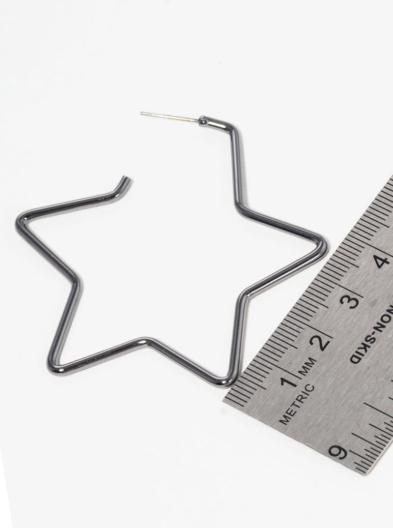 60mm Metal Celestial Stars Hoop Earrings