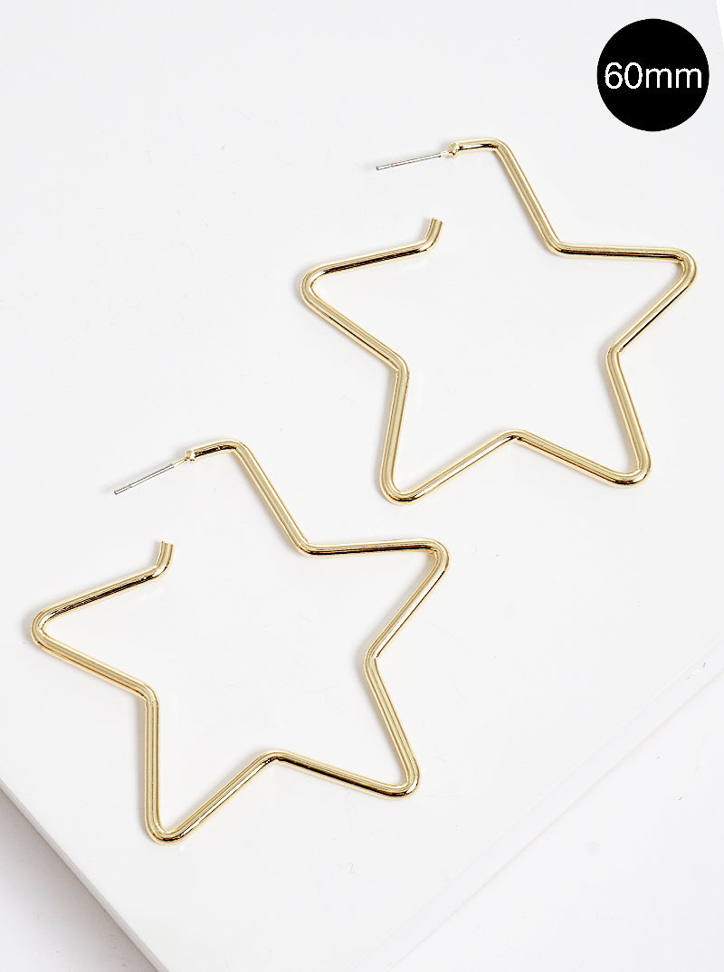 60mm Metal Celestial Stars Hoop Earrings
