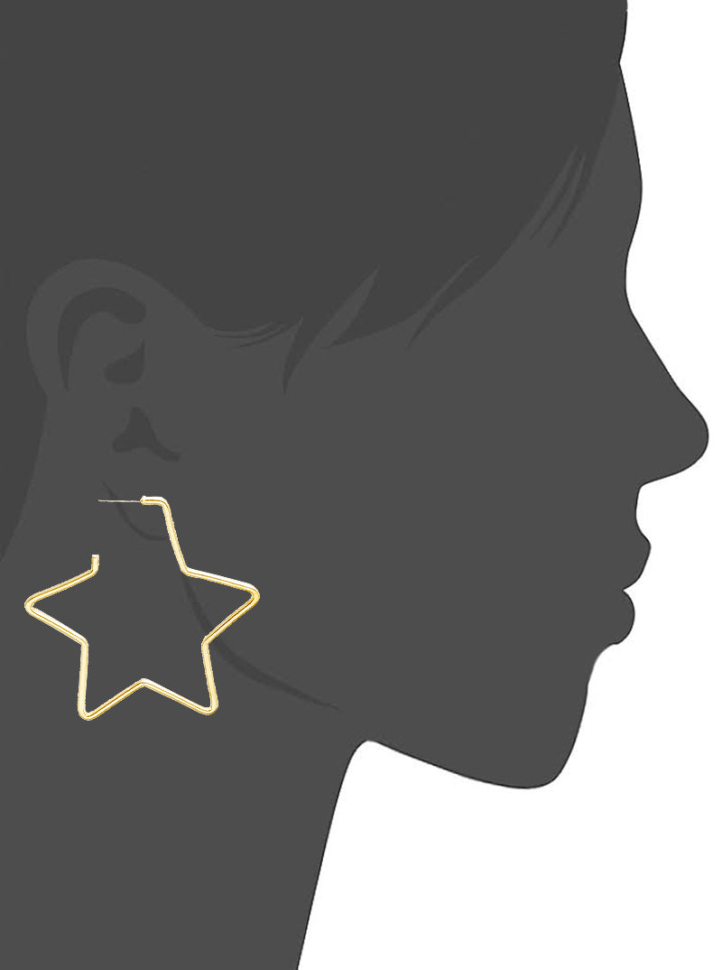 60mm Metal Celestial Stars Hoop Earrings