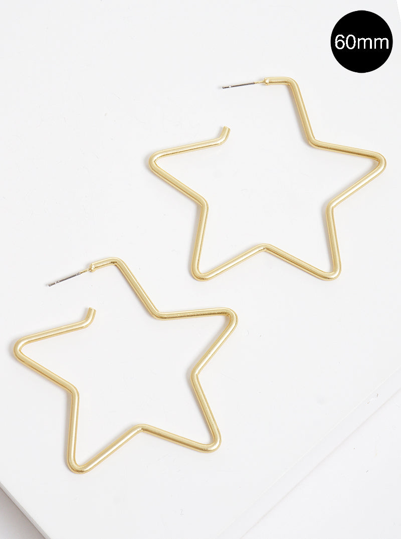 60mm Metal Celestial Stars Hoop Earrings