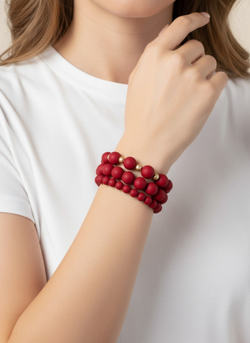 3-Set Beaded Stretch Bracelets