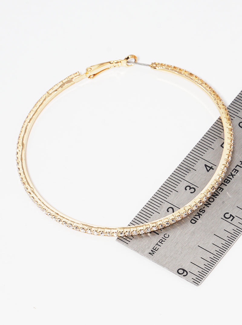 65mm Rhinestone Hoop Earrings With Latch Back Closure
