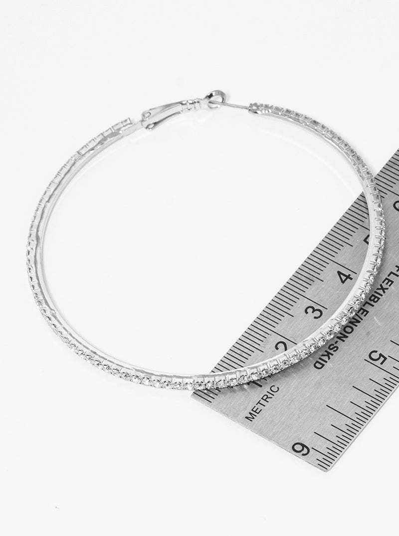 65mm Rhinestone Hoop Earrings With Latch Back Closure