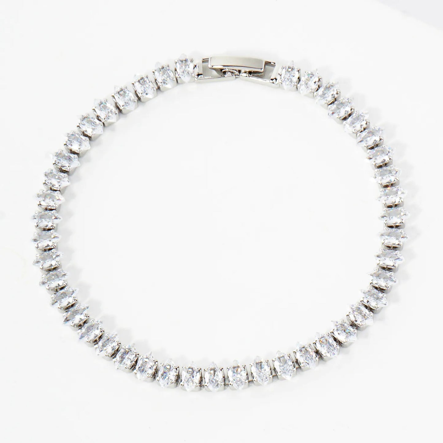 6mm Diamond Shape Cubic-Zirconia 7-Inch Brass Tennis Bracelet
