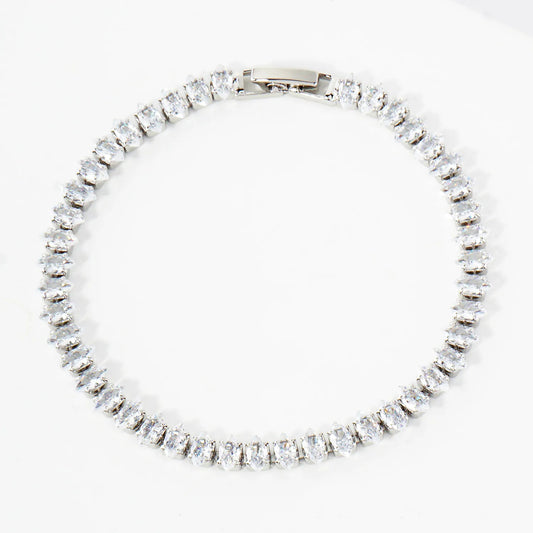 6mm Diamond Shape Cubic-Zirconia 7-Inch Brass Tennis Bracelet
