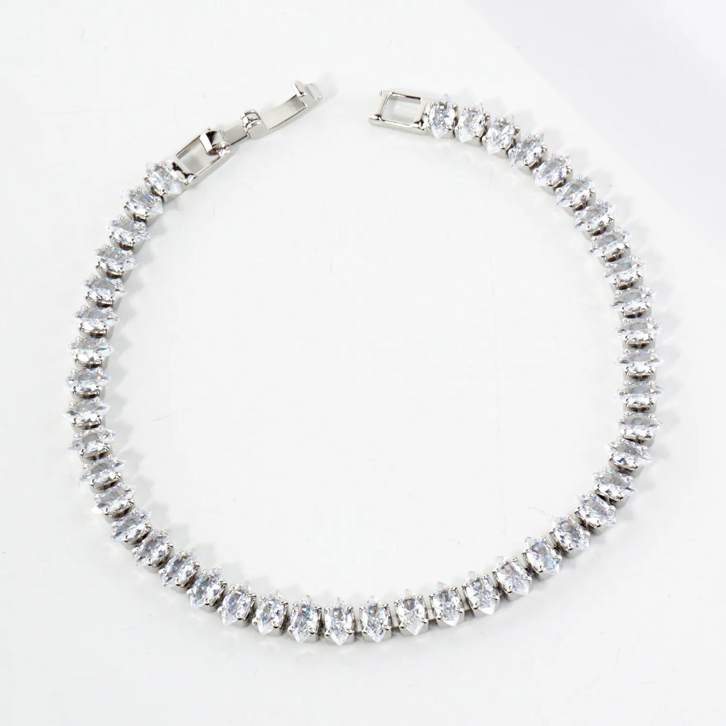 6mm Diamond Shape Cubic-Zirconia 7-Inch Brass Tennis Bracelet