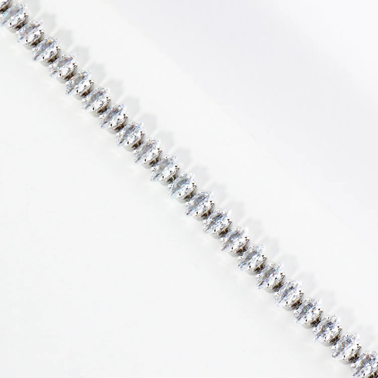 6mm Diamond Shape Cubic-Zirconia 7-Inch Brass Tennis Bracelet