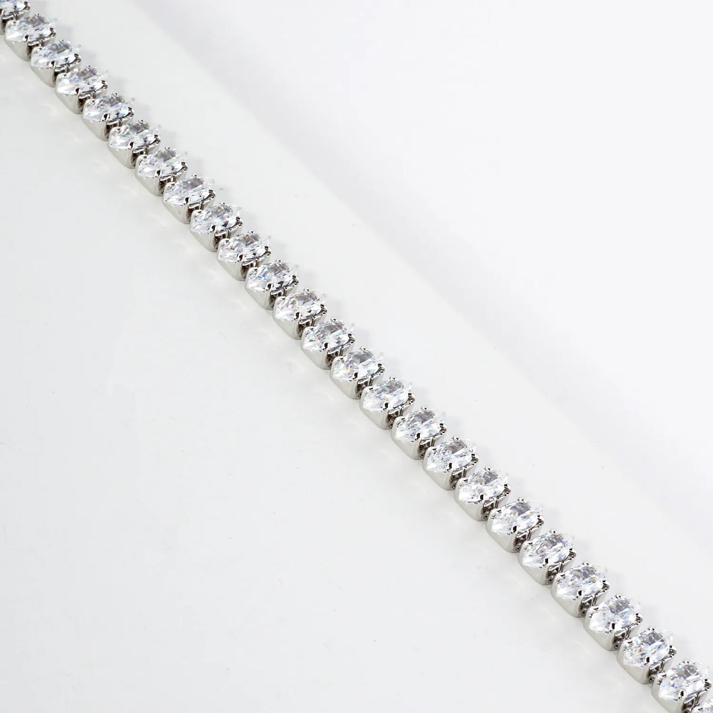 6mm Diamond Shape Cubic-Zirconia 7-Inch Brass Tennis Bracelet