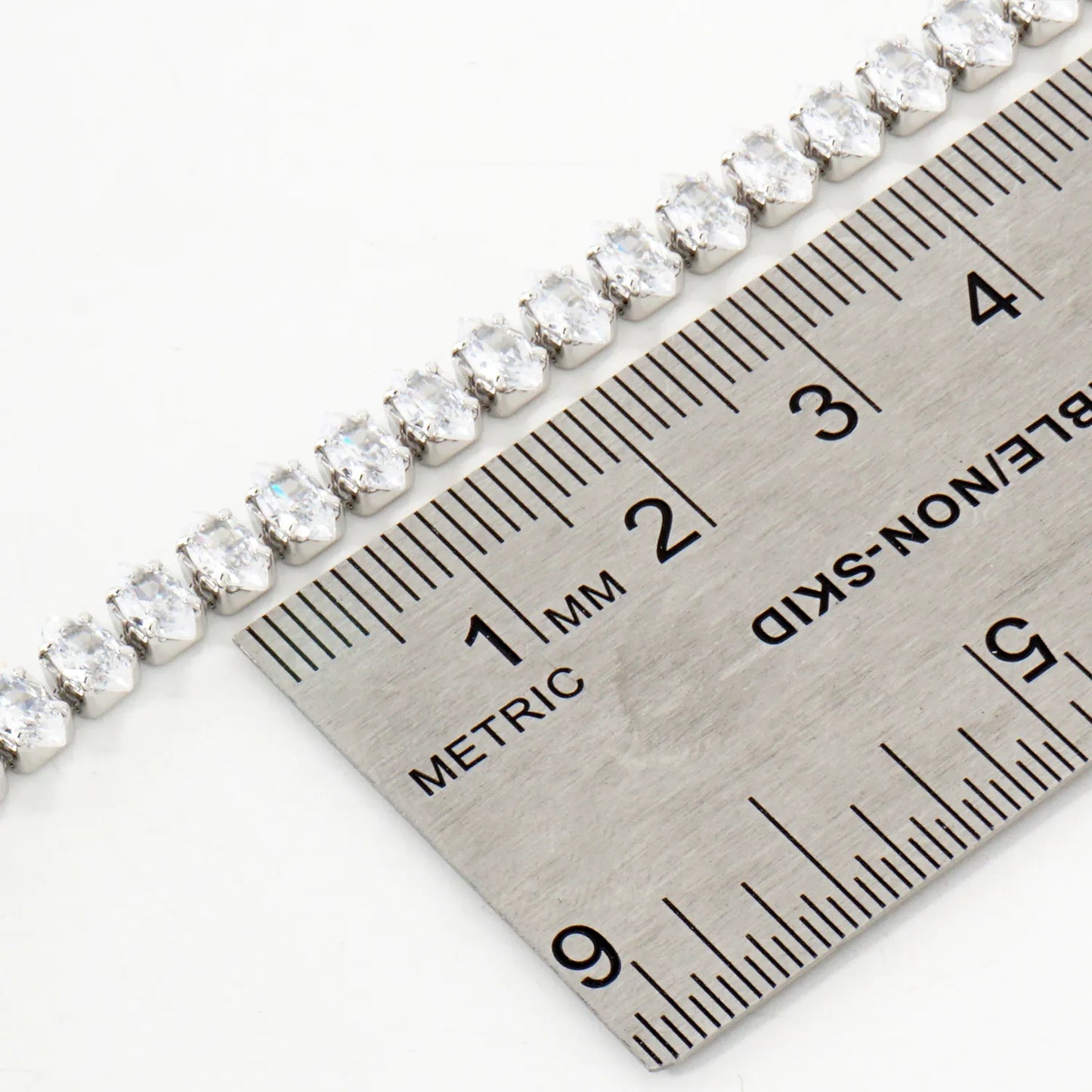 6mm Diamond Shape Cubic-Zirconia 7-Inch Brass Tennis Bracelet