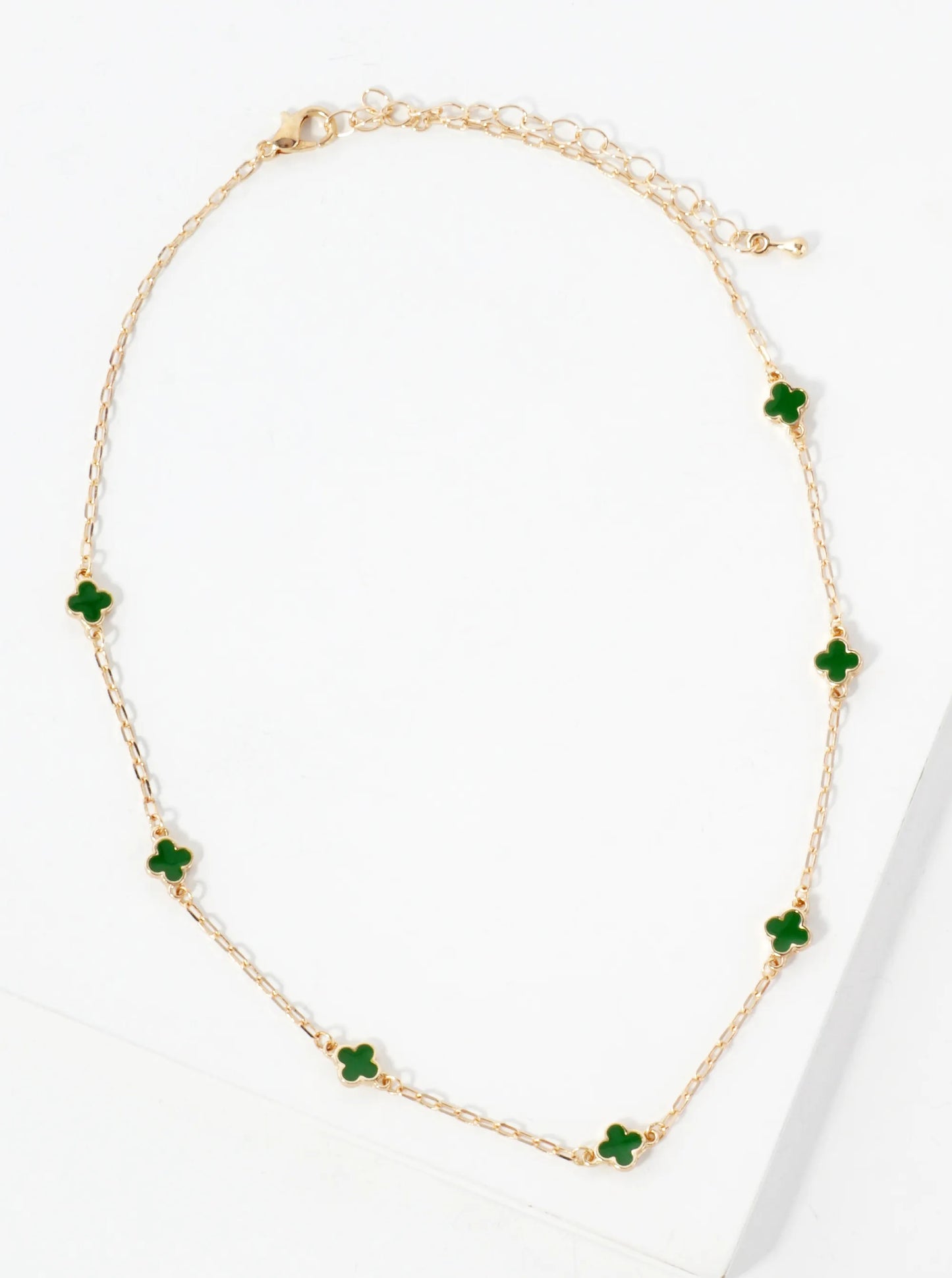 6mm Enamel Seven Quatrefoil 15-Inch Station Choker Necklace